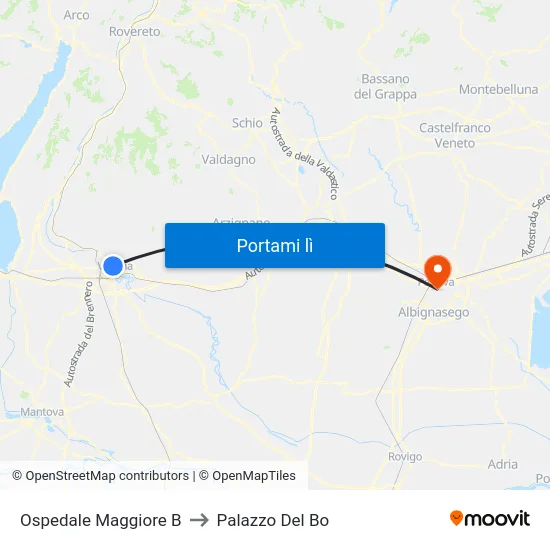 Ospedale Maggiore B to Palazzo Del Bo map