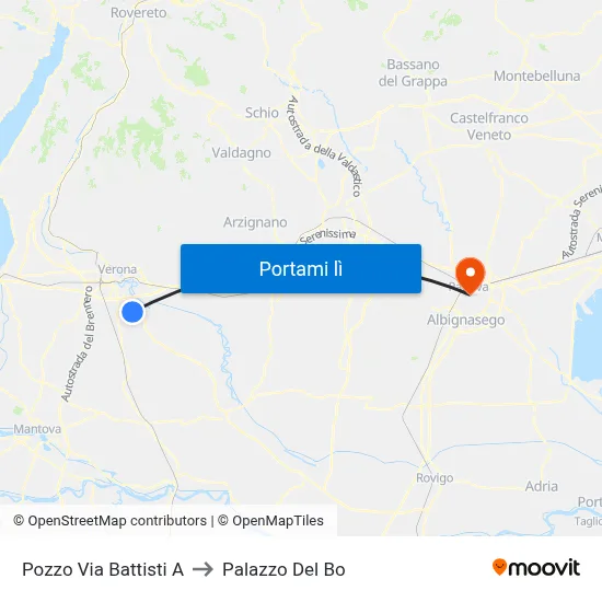 Pozzo Via Battisti A to Palazzo Del Bo map