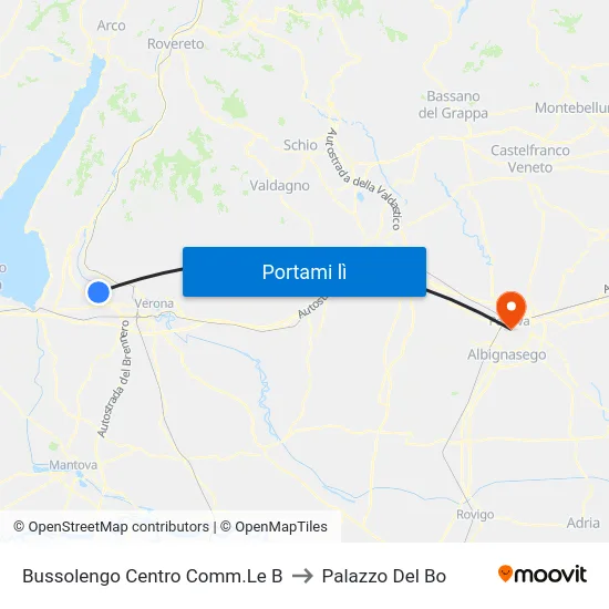Bussolengo Centro Comm.Le B to Palazzo Del Bo map