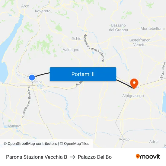 Parona Stazione Vecchia B to Palazzo Del Bo map