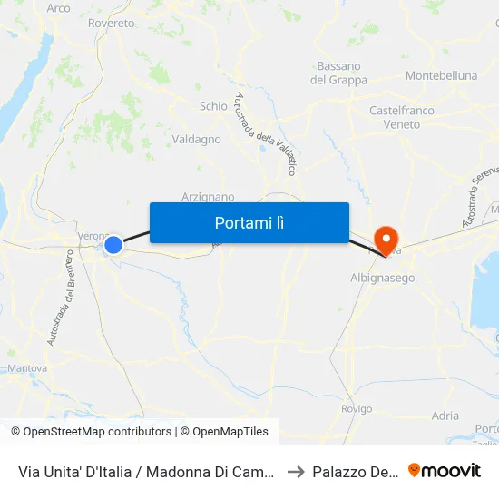 Via Unita' D'Italia / Madonna Di Campagna A to Palazzo Del Bo map