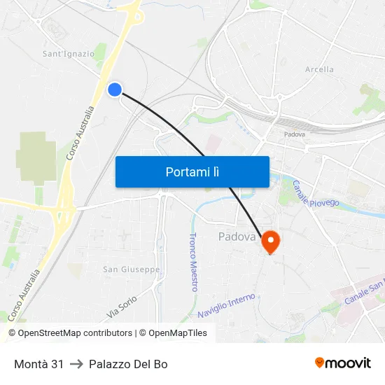 Montà 31 to Palazzo Del Bo map