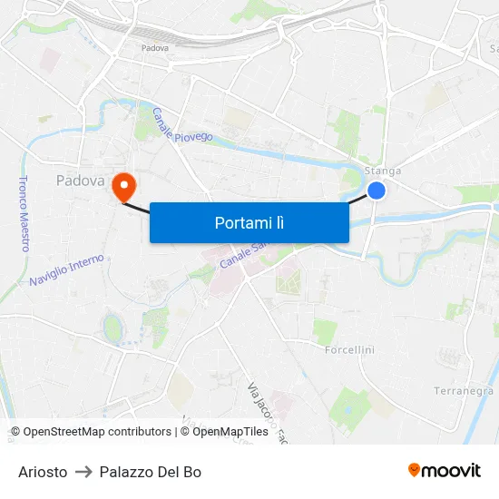 Ariosto to Palazzo Del Bo map