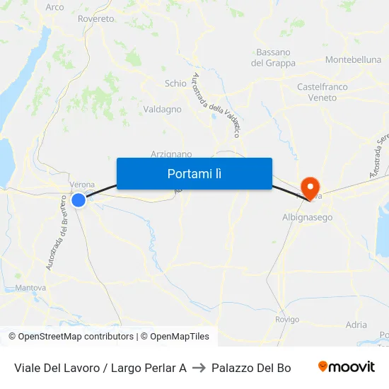 Viale Del Lavoro / Largo Perlar A to Palazzo Del Bo map