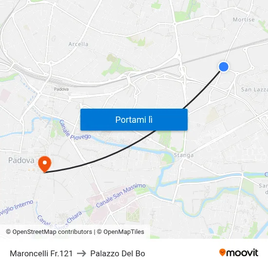 Maroncelli Fr.121 to Palazzo Del Bo map