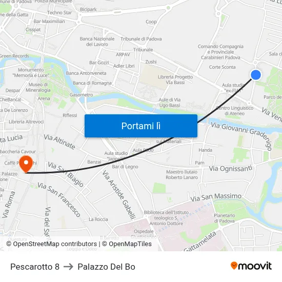Pescarotto 8 to Palazzo Del Bo map