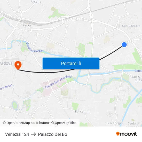 Venezia 124 to Palazzo Del Bo map