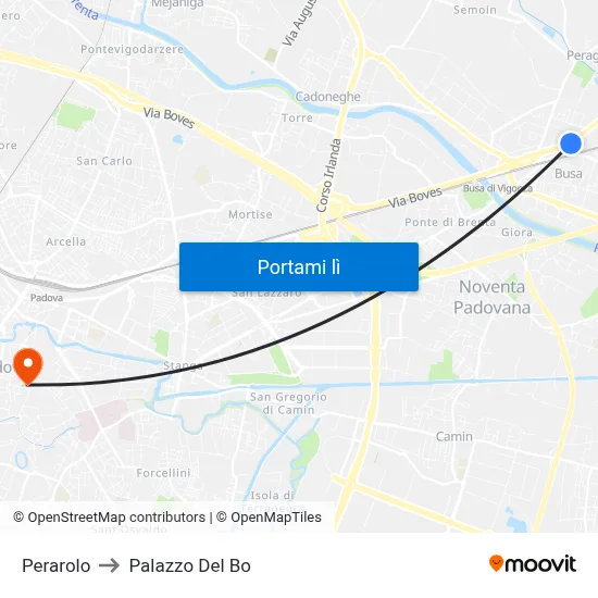 Perarolo to Palazzo Del Bo map