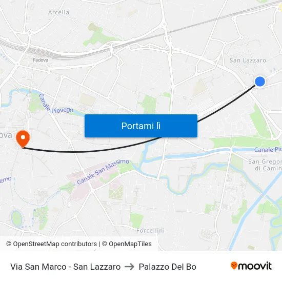 Via San Marco - San Lazzaro to Palazzo Del Bo map
