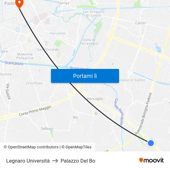 Legnaro Università to Palazzo Del Bo map