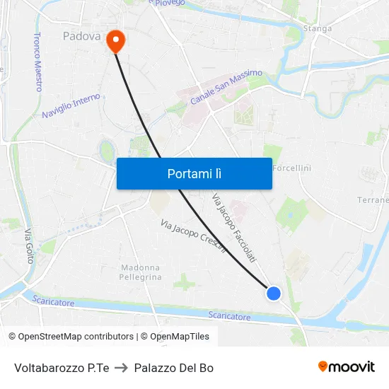 Voltabarozzo P.Te to Palazzo Del Bo map