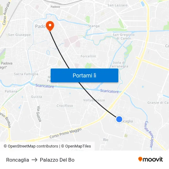 Roncaglia to Palazzo Del Bo map