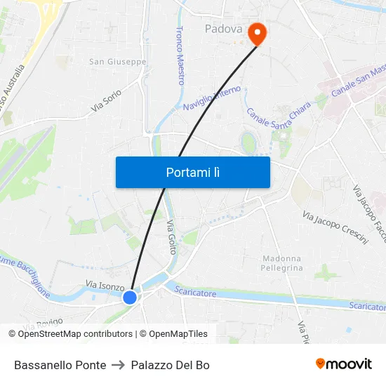Bassanello Ponte to Palazzo Del Bo map