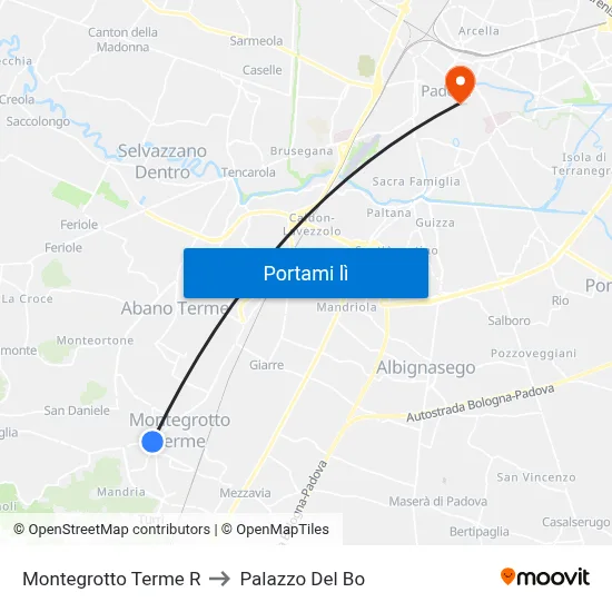 Montegrotto Terme R to Palazzo Del Bo map