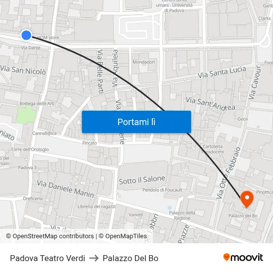 Padova Teatro Verdi to Palazzo Del Bo map