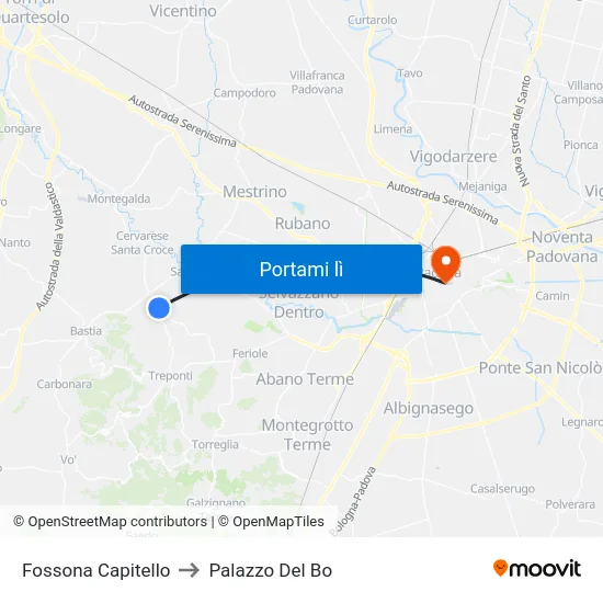 Fossona Capitello to Palazzo Del Bo map