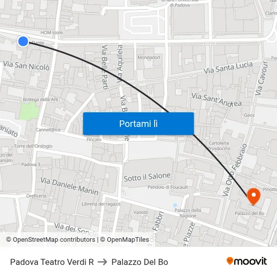 Padova Teatro Verdi R to Palazzo Del Bo map