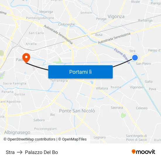 Stra to Palazzo Del Bo map