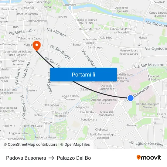 Padova Busonera to Palazzo Del Bo map