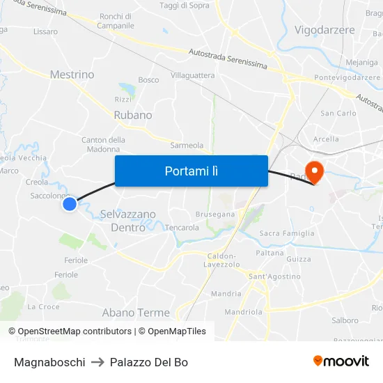 Magnaboschi to Palazzo Del Bo map