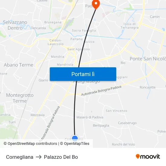 Cornegliana to Palazzo Del Bo map