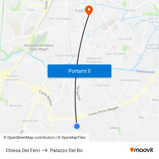 Chiesa Dei Ferri to Palazzo Del Bo map