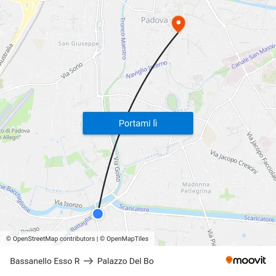 Bassanello Esso R to Palazzo Del Bo map
