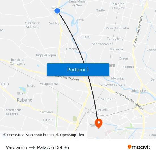 Vaccarino to Palazzo Del Bo map