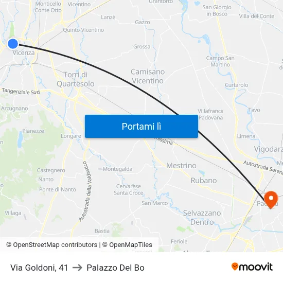 Via Goldoni, 41 to Palazzo Del Bo map