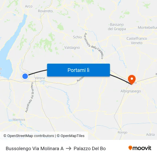 Bussolengo Via Molinara A to Palazzo Del Bo map