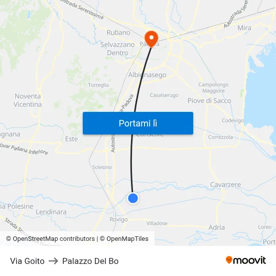 Via Goito to Palazzo Del Bo map