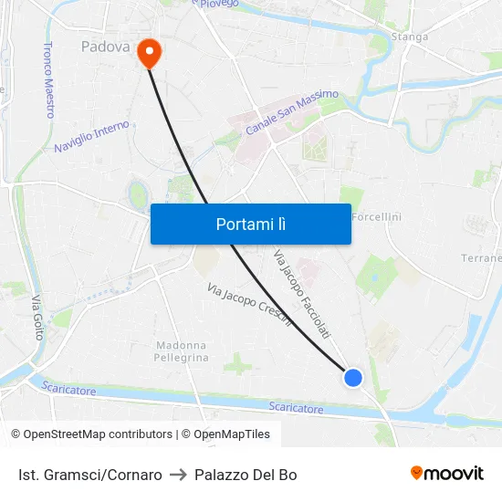 Ist. Gramsci/Cornaro to Palazzo Del Bo map