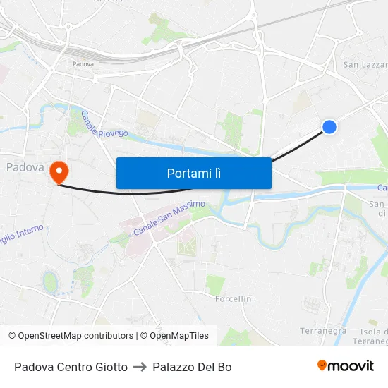 Padova Centro Giotto to Palazzo Del Bo map
