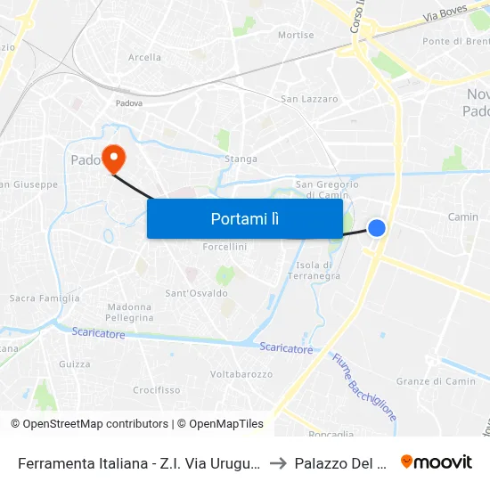 Ferramenta Italiana - Z.I. Via Uruguay to Palazzo Del Bo map