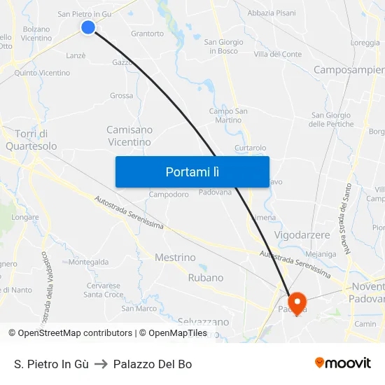 S. Pietro In Gù to Palazzo Del Bo map