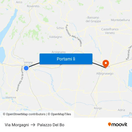 Via Morgagni to Palazzo Del Bo map