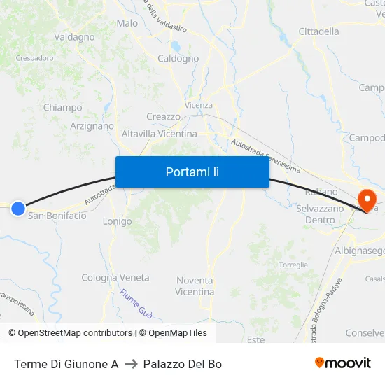 Terme Di Giunone A to Palazzo Del Bo map