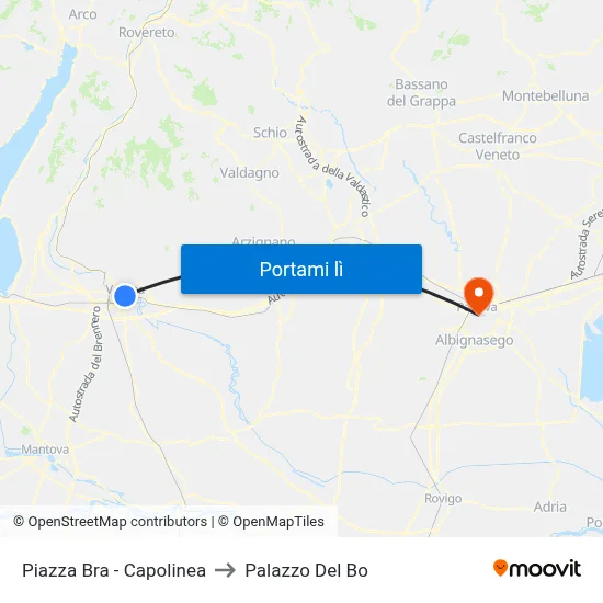 Piazza Bra - Capolinea to Palazzo Del Bo map