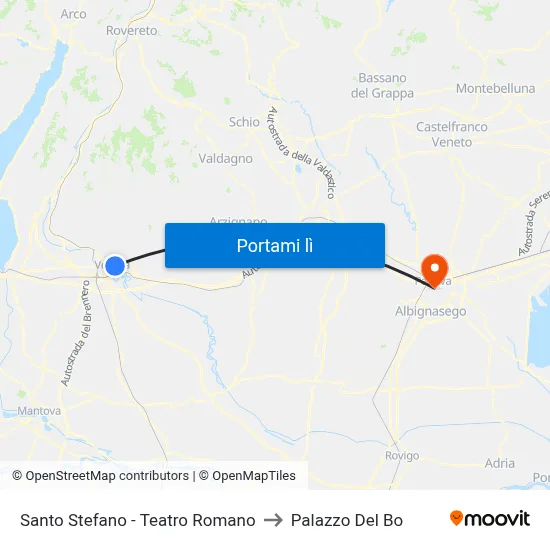 Santo Stefano - Teatro Romano to Palazzo Del Bo map