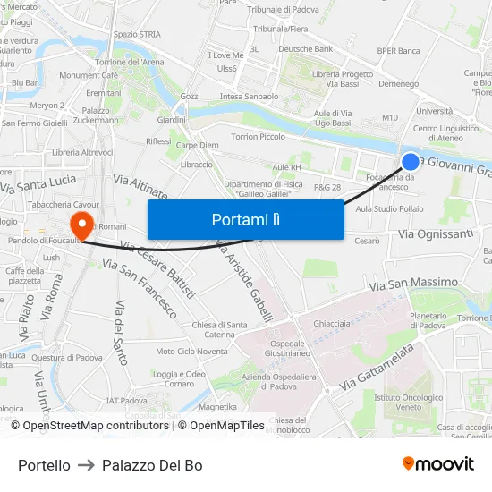 Portello to Palazzo Del Bo map