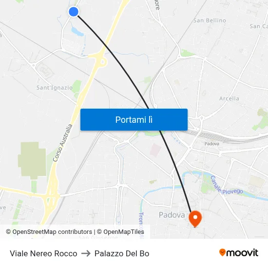 Viale Nereo Rocco to Palazzo Del Bo map