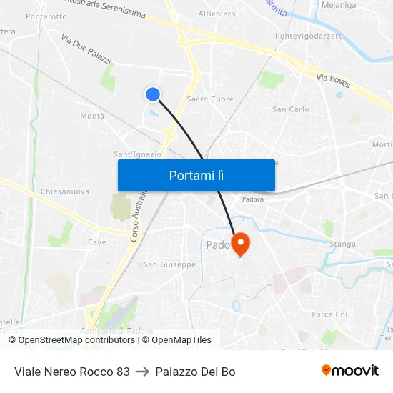 Viale Nereo Rocco 83 to Palazzo Del Bo map