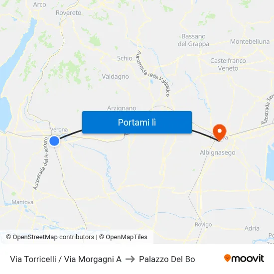 Via Torricelli / Via Morgagni A to Palazzo Del Bo map