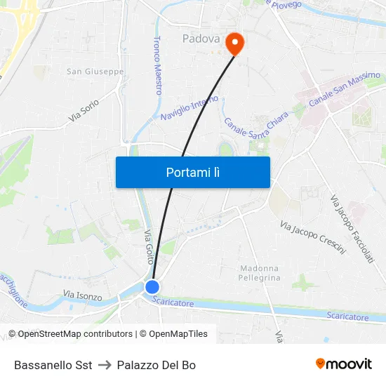 Bassanello Sst to Palazzo Del Bo map