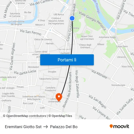 Eremitani Giotto Sst to Palazzo Del Bo map