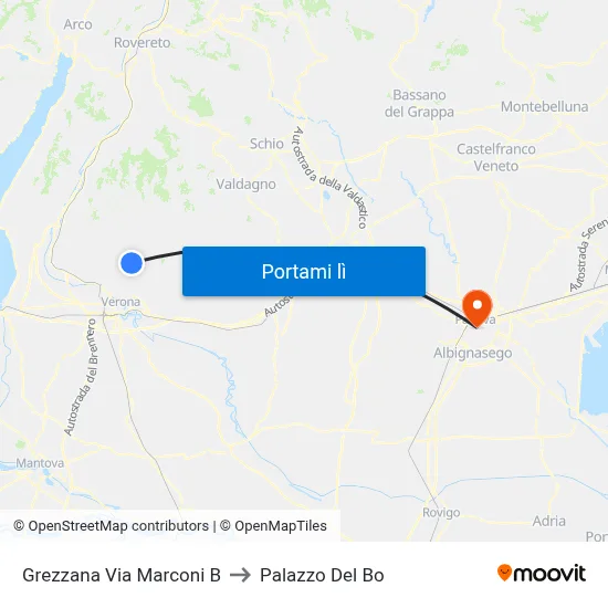 Grezzana Via Marconi B to Palazzo Del Bo map