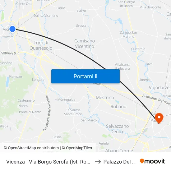 Vicenza - Via Borgo Scrofa (Ist. Rossi) to Palazzo Del Bo map