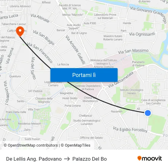 De Lellis Ang. Padovano to Palazzo Del Bo map