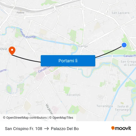 San Crispino Fr. 108 to Palazzo Del Bo map
