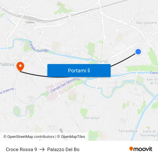 Croce Rossa 9 to Palazzo Del Bo map